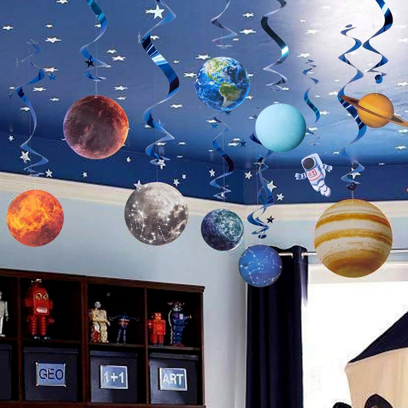 Easy Joy Solar System Hanging Swirl 12 Pieces Decorations Outer Space Party Planets Supplies Space Decorations Party Galaxy Room Decor - Image 1